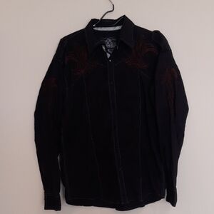 Men's Black Embroidered Shirt.